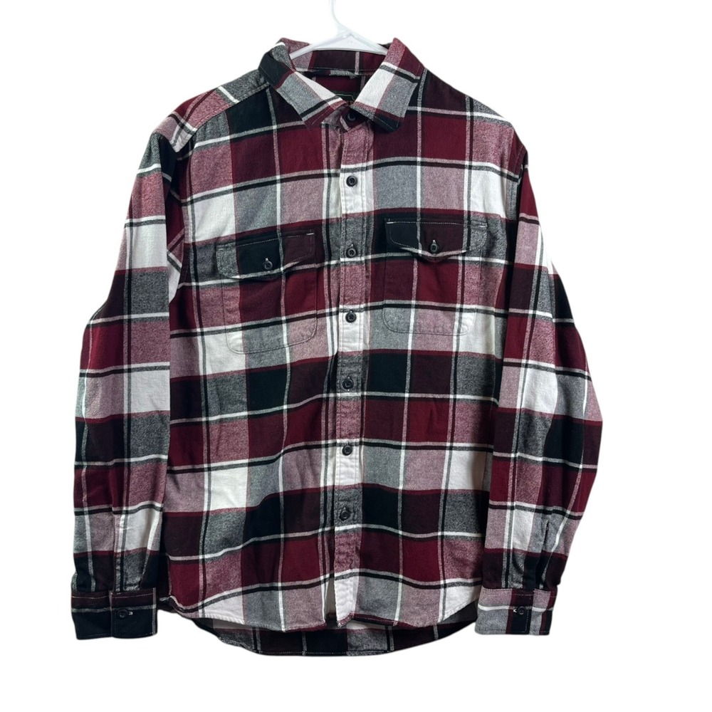 American Eagle Retro Plaid Flannel Shirt Mens M Cotton Red Long Sleeve